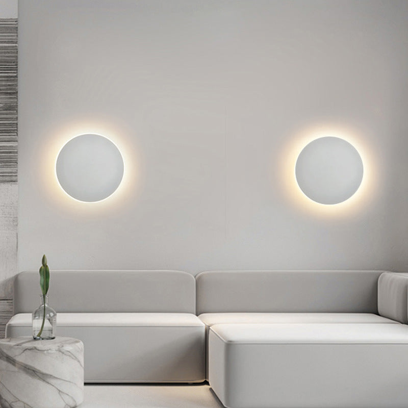 Bedroom bedside lamp corridor staircase entrance induction lamp solar eclipse high-grade round wall lamp