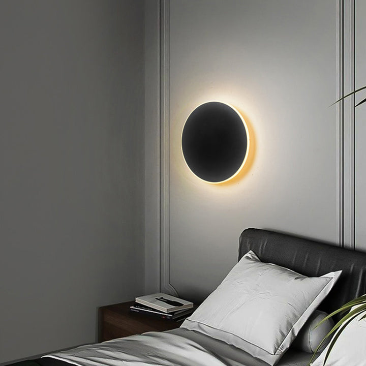 Bedroom bedside lamp corridor staircase entrance induction lamp solar eclipse high-grade round wall lamp