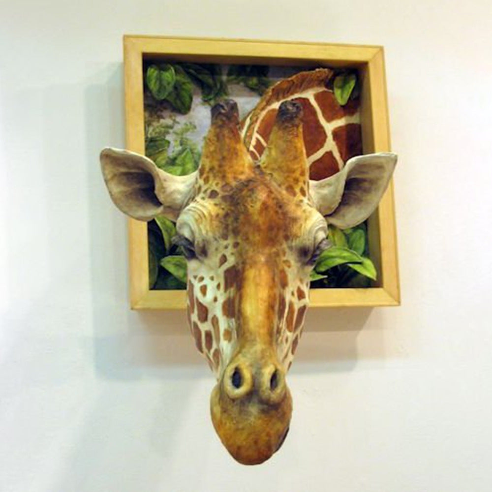 3D Photo Frame Giraffe Creative Wall Pendant Simulation Animal Crafts Living Room Decoration