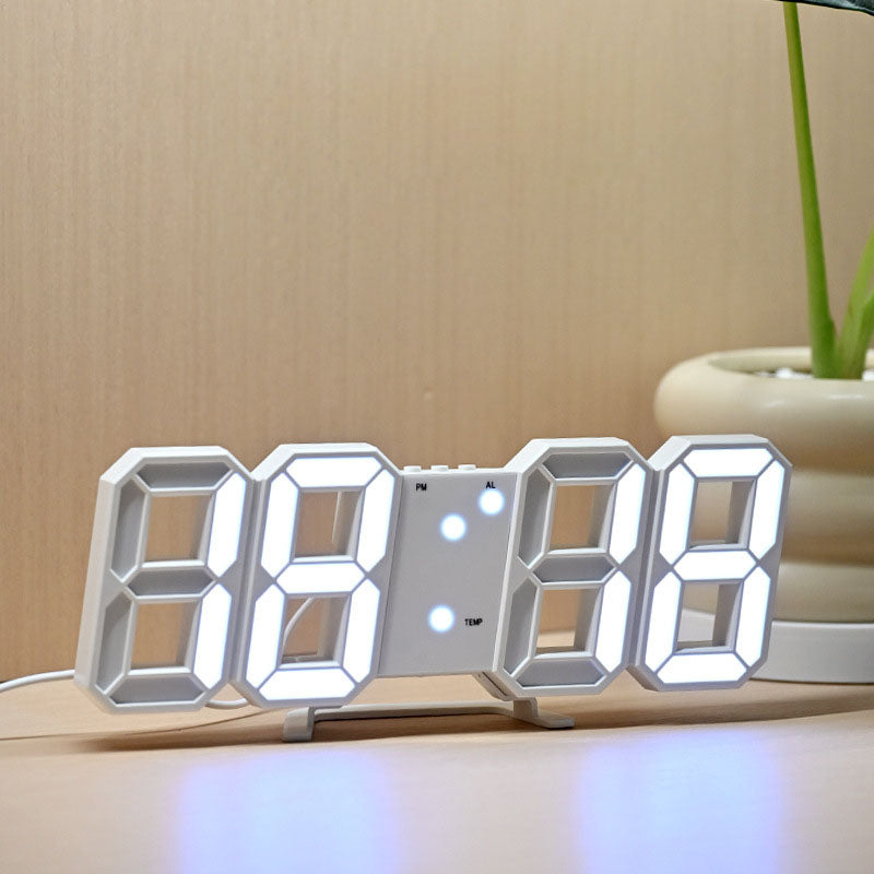3D Digital Alarm Clock Home Desktop Wall Hanging Living Room Advanced Sense Creative LED Wall Hanging Electronic Clock Hanging Meter