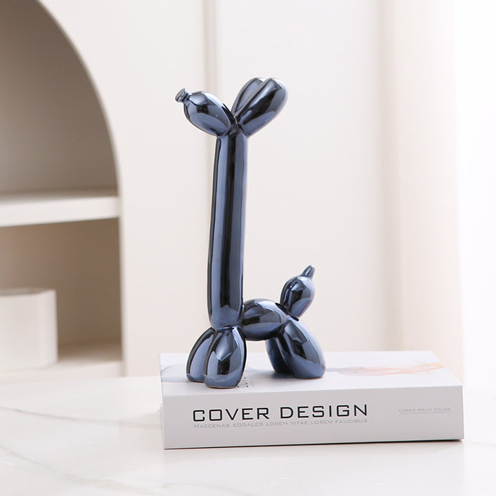 Light Luxury Home Desktop Ornaments Electroplated Blow Dog Ceramic Living Room Entrance Wine Cabinet Cartoon Doll Decorations