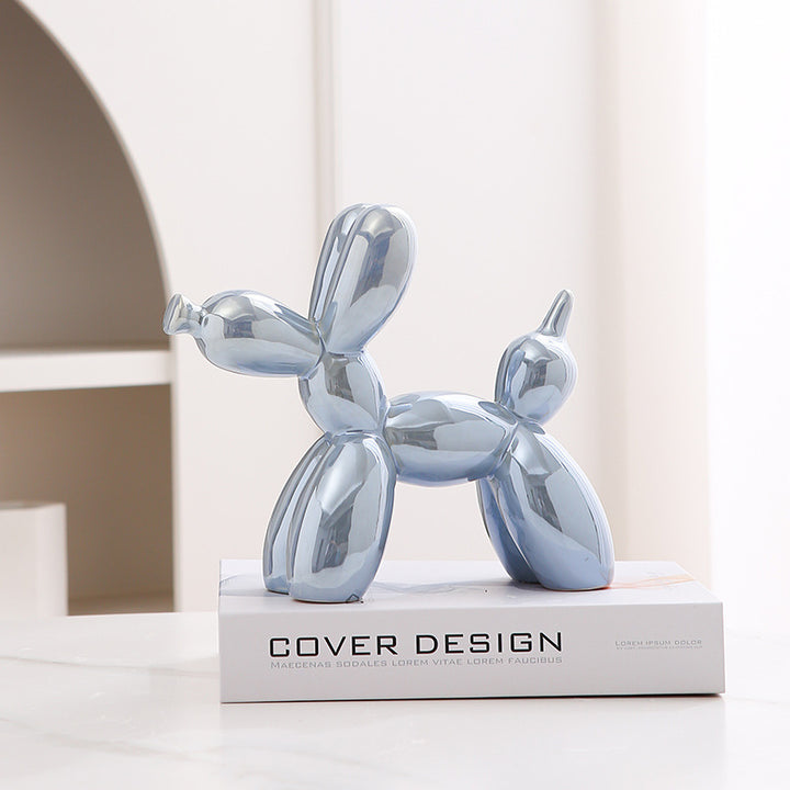 Light Luxury Home Desktop Ornaments Electroplated Blow Dog Ceramic Living Room Entrance Wine Cabinet Cartoon Doll Decorations