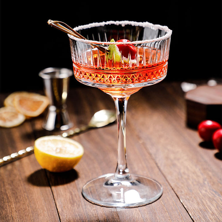 AiLiXiya Cocktail Goblet Court Carved Bartender Goblet Classical Martini Goblet Champagne Goblet