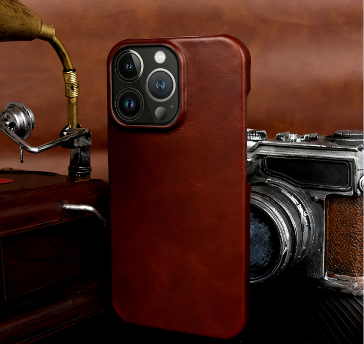 BowLtt|Premium Genuine Leather iPhone Case(Material: Top-Grain Cowhide; Thickness: 1.2mm; Application: Drop Protection, Business & Luxury Daily Use)