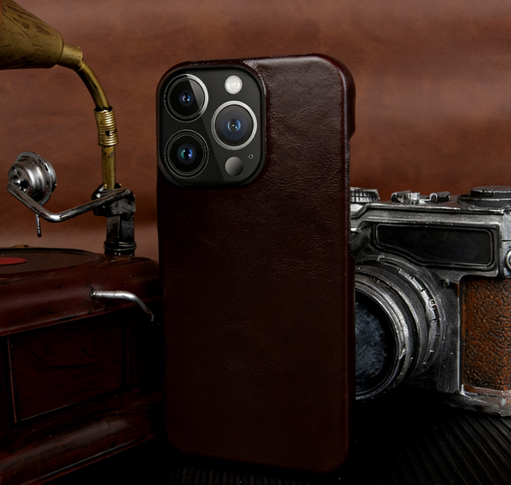 BowLtt|Premium Genuine Leather iPhone Case(Material: Top-Grain Cowhide; Thickness: 1.2mm; Application: Drop Protection, Business & Luxury Daily Use)