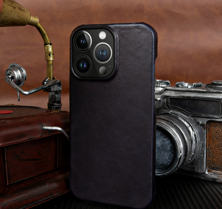 BowLtt|Premium Genuine Leather iPhone Case(Material: Top-Grain Cowhide; Thickness: 1.2mm; Application: Drop Protection, Business & Luxury Daily Use)