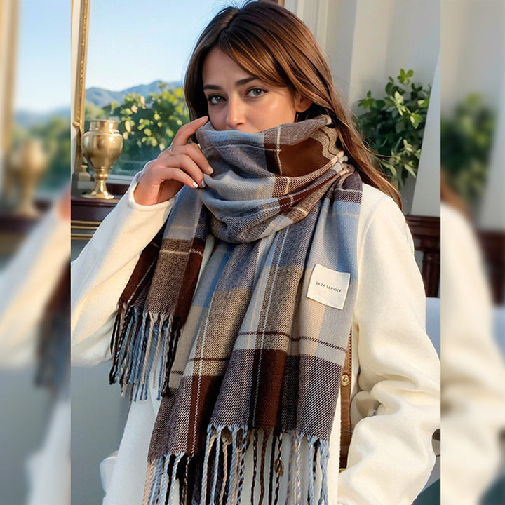 BowLift|Vintage Tassel Plaid Scarf|Women's Warm Fashion Shawl