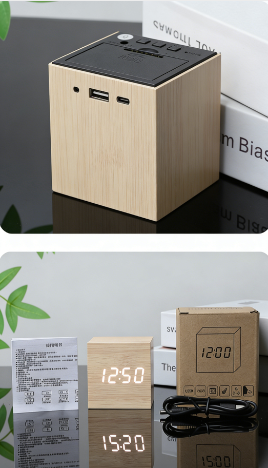 BowLtt|Square Digital Clock Thermometer(Material: Sleek Body; Function: Time Display   Temperature Monitoring; Application: Bedside Placement, Home Decoration)