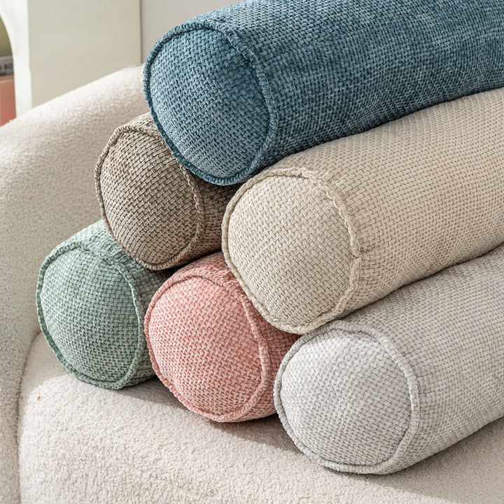 BowLift 丨 Chenille Cylinder Pillow Japanese Minimal Sofa Pillow Ergonomic Cervical Pillow