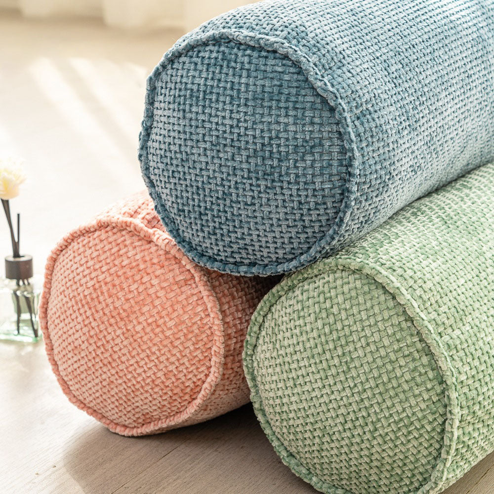 BowLift 丨 Chenille Cylinder Pillow Japanese Minimal Sofa Pillow Ergonomic Cervical Pillow