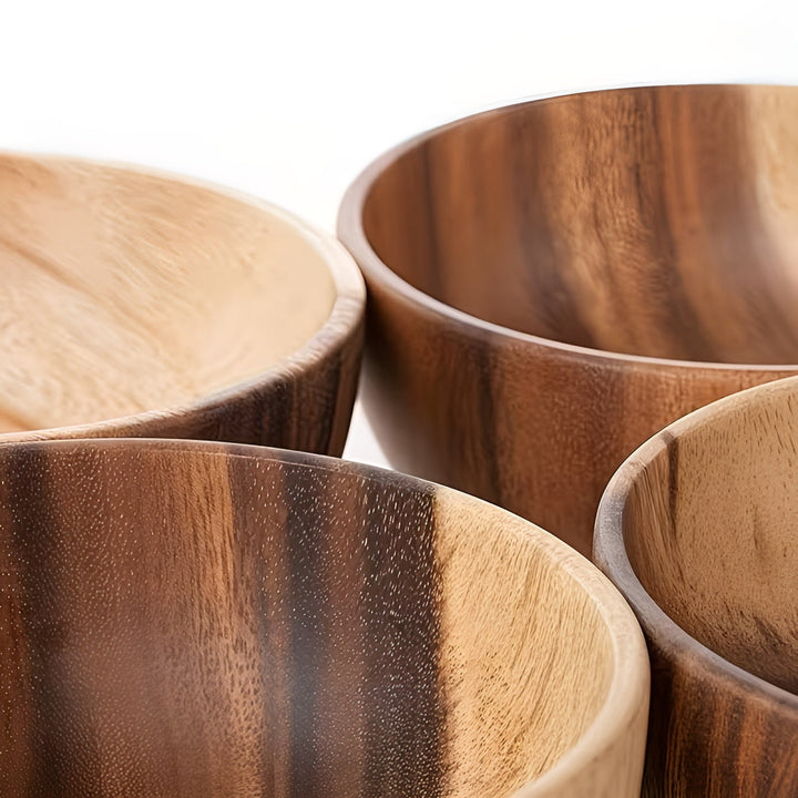 Wood Serving Bowls Set (4-piece) – ReusaBowlifte and Handcrafted | Perfect for Salad, Soup, Rice & Ramen | Bowlift