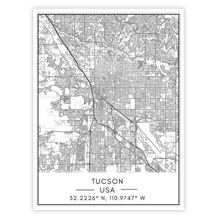 Tucson City Map - Canvas Wall Art Painting | Bowlift