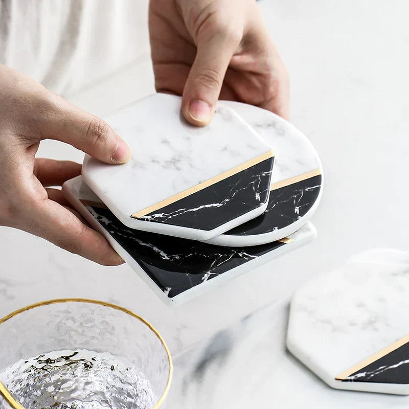 BowLift | Elegant Marble Ceramic Coasters
