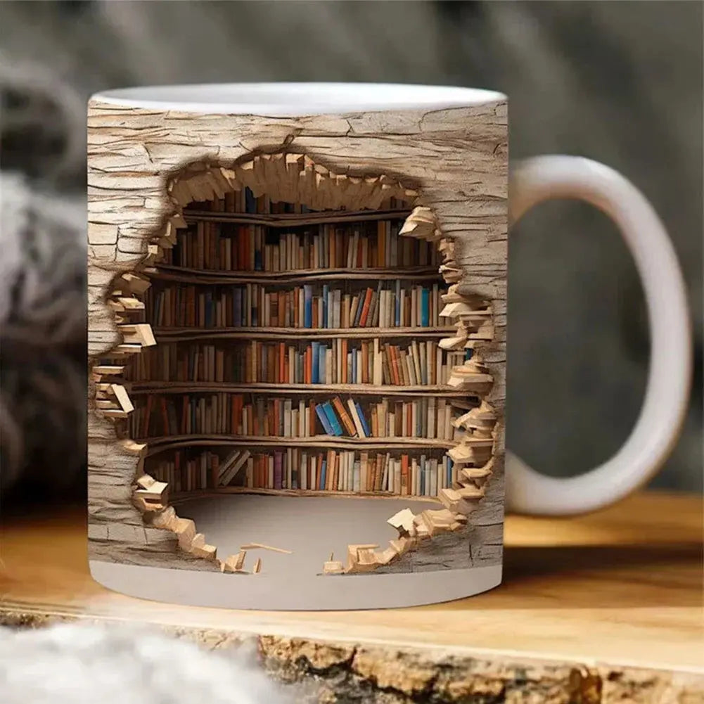 BowLift | BookShelf Mug – 3D Ceramic Coffee Mug for Book Lovers