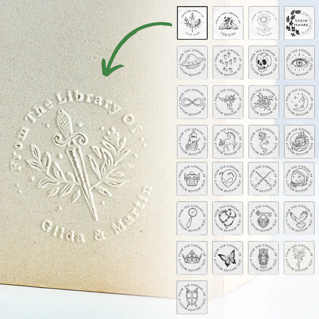BowLift | Custom Book Embosser | BookStamp Personal Library Stamp | Vintage No-Ink Seal | Adjustable Design