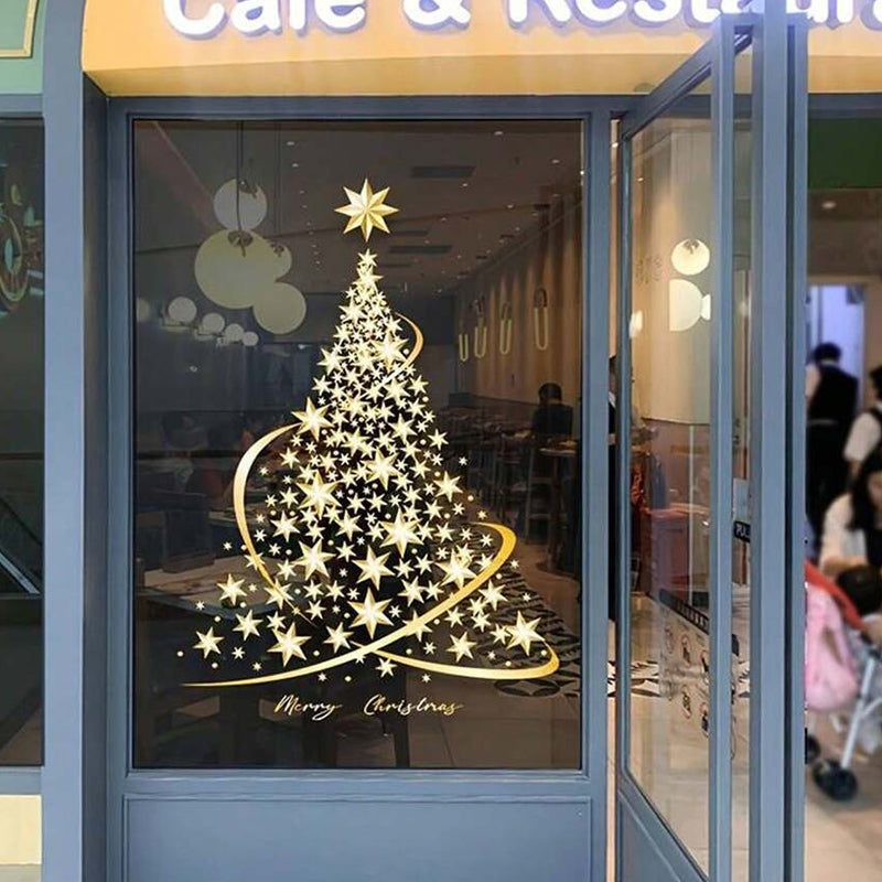 BowLift | Golden Christmas Tree Window Clings Stickers for Glass