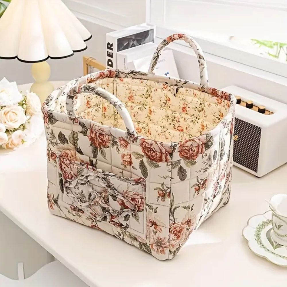 BowLift | Floral Canvas Storage Basket for Home Organization
