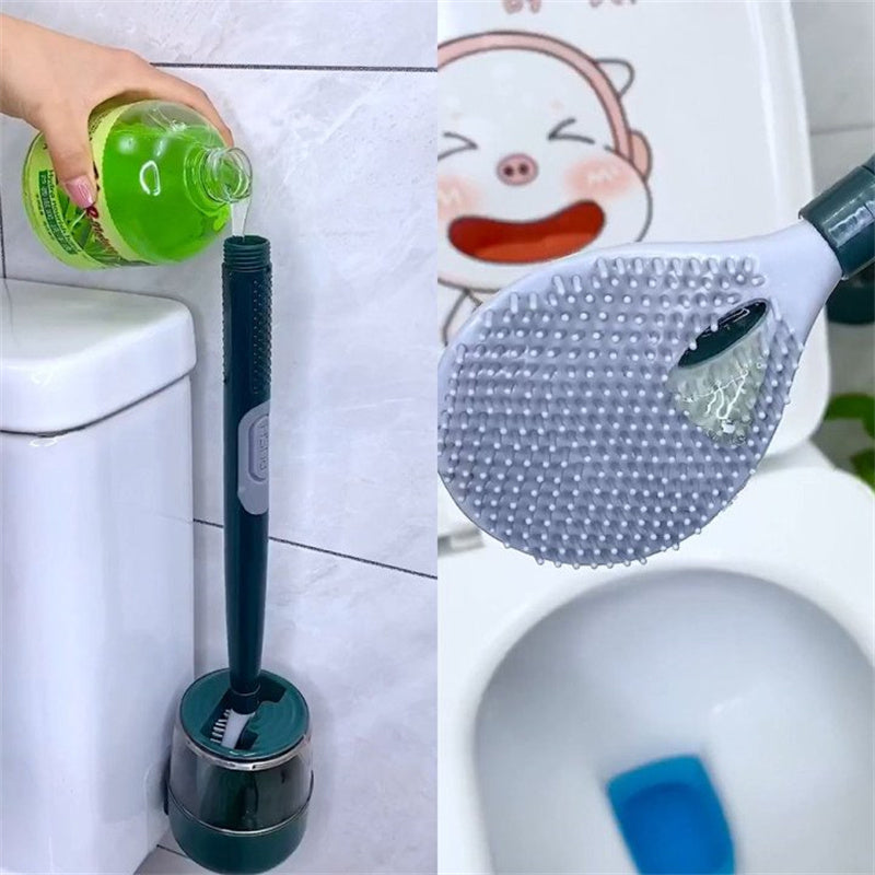 BowLift | Punch-free  Long Handle Silicone Toilet Brush