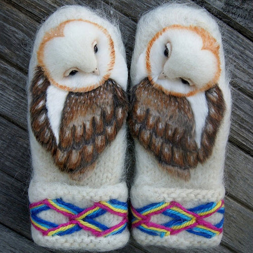 Nordic Gloves hand-knit with owls | Bowlift