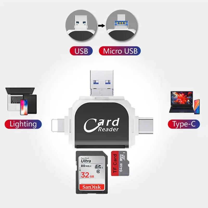 BowLift | Multi-Port 4 in1 Universal SD TF Card Reader