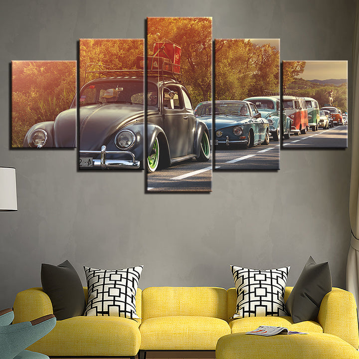 Row Of Cars 5 Piece - Canvas Wall Art Painting | Bowlift