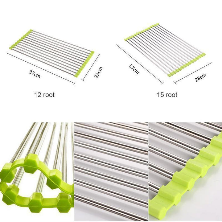 Stainless Steel Roll Up Dish Drying Rack, Foldable | Bowlift