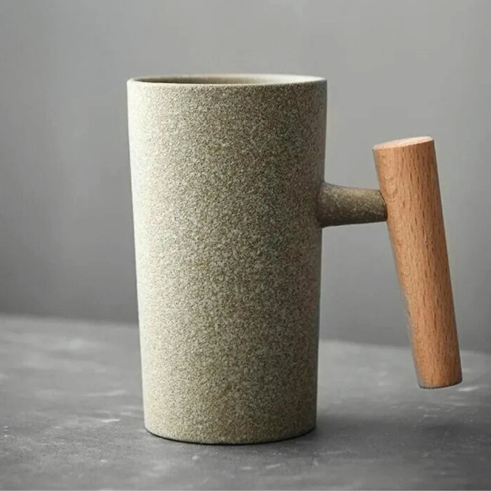 BowLift | Nordic Design Mug – Minimalist Ceramic Mug with Wooden Handle