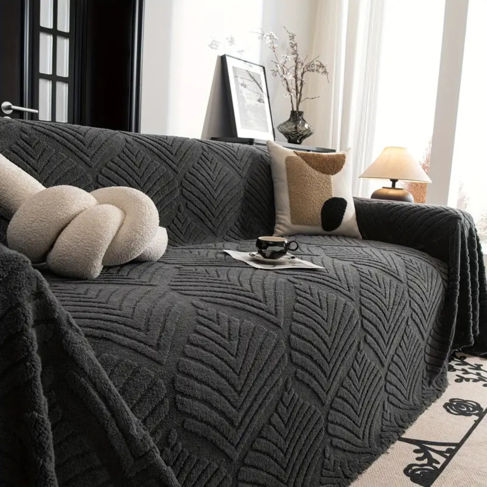 BowLift | Herringbone Leaf Design Fleece Sofa Cover