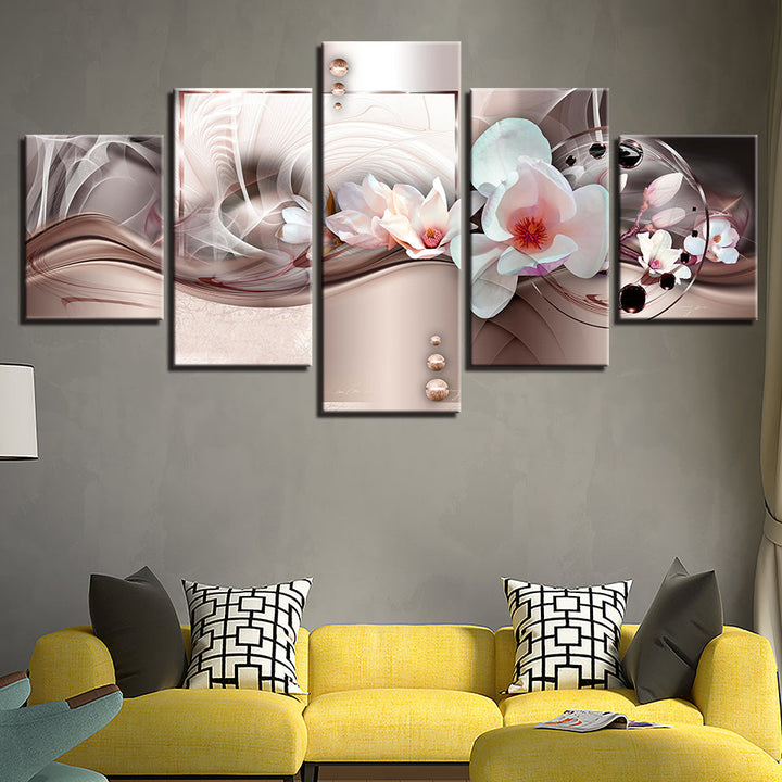Pink Flower Vortex 5 Piece - Canvas Wall Art Painting | Bowlift