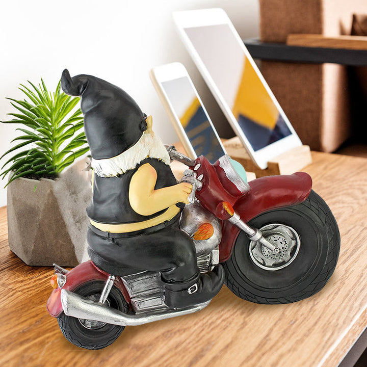 The Biker Gnome Statue Mini Garden Decoration | Bowlift