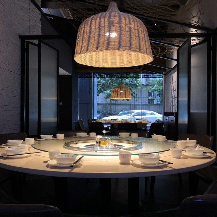 NatureGlow Pendant Lamp - Woven Reed and Bamboo Lighting | Bowlift