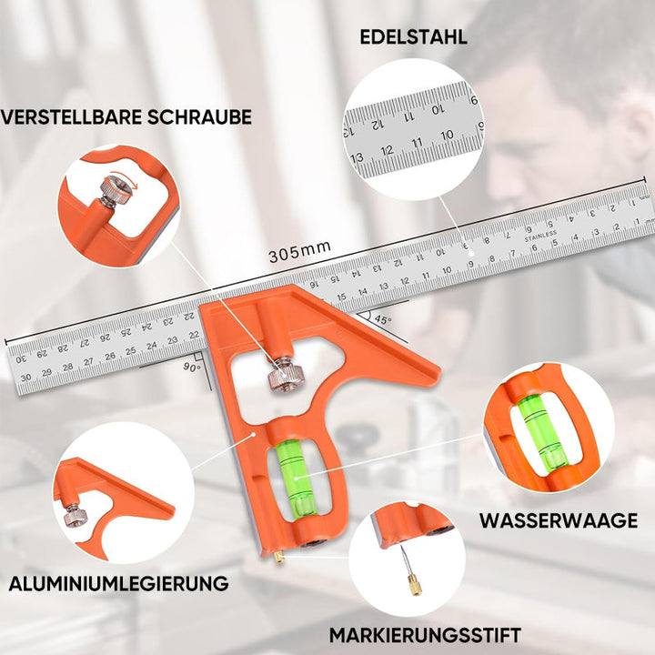 Multifunctional 90-degree and 45-degree angle ruler | Bowlift