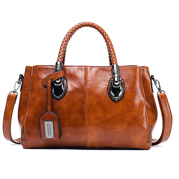New handbags made of oil wax leather Boston, large tote bag made of soft leather | Bowlift