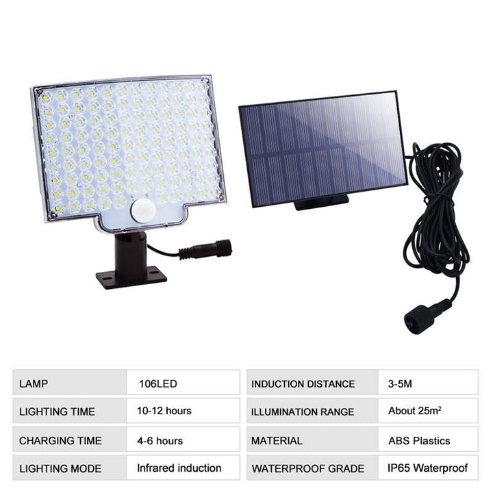 BowLift | 106 LED Outdoor Solar Security Light with Motion Sensor – Waterproof Wall Light for Garden, Driveway & Patio