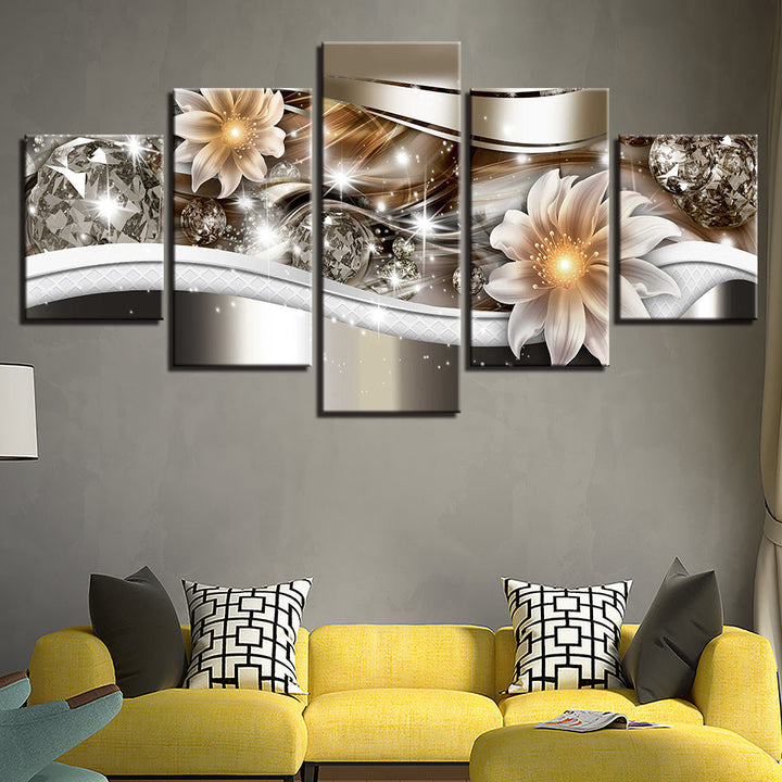 Glowing Sparkling Flowers 5 Piece - Canvas Wall Art Painting | Bowlift