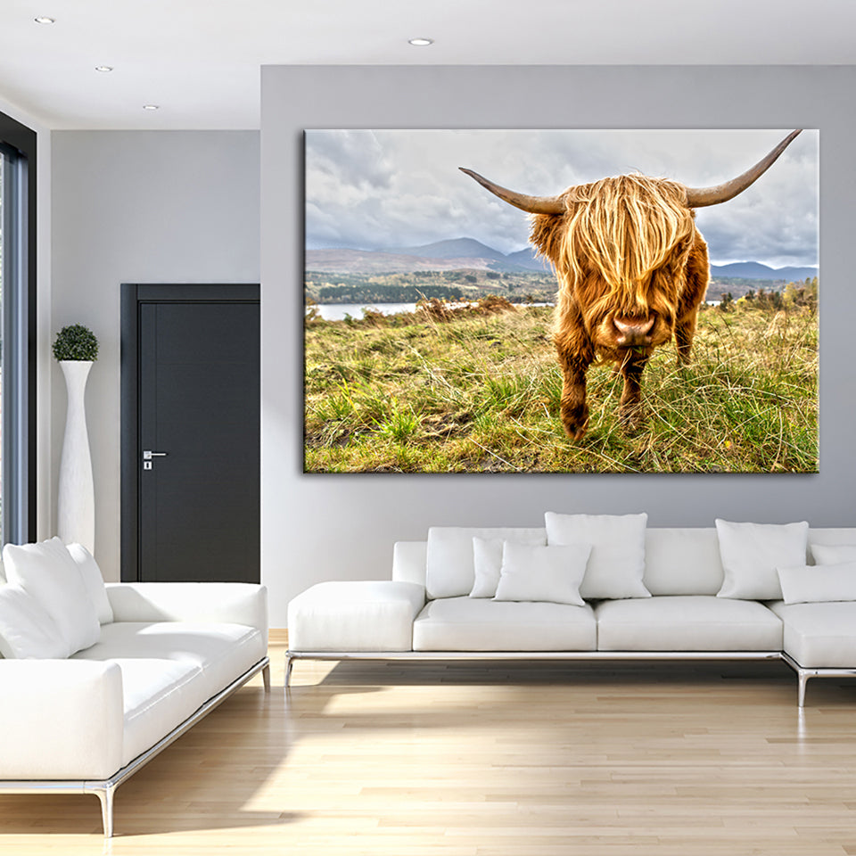 Cute Wild Cow - Canvas Wall Art Painting | Bowlift