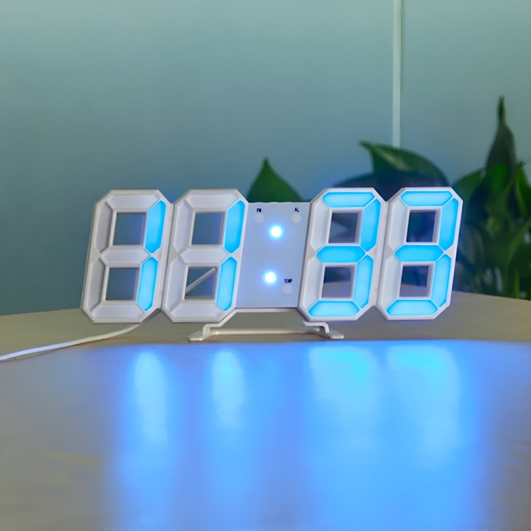 BowLift | Modern 3D-LED Wall Clock Black | Digital Kitchen Clock Eye-Catcher