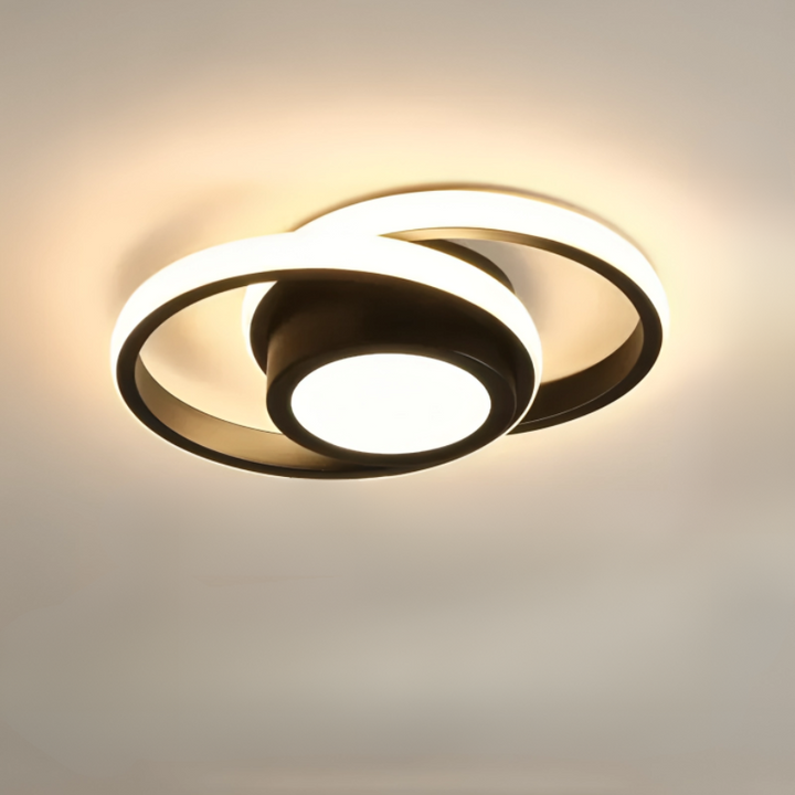 Modern LED Ceiling Lamp 18W | Creative Design with 2 Rings | Energy-Efficient Lighting for Living Room & Office 24 cm | Bowlift