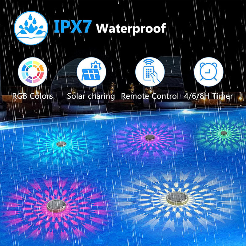 BowLift | 2 PCS - Timer Function Solar-Powered Pool Light with 3 Brightness Levels & 9 Colors