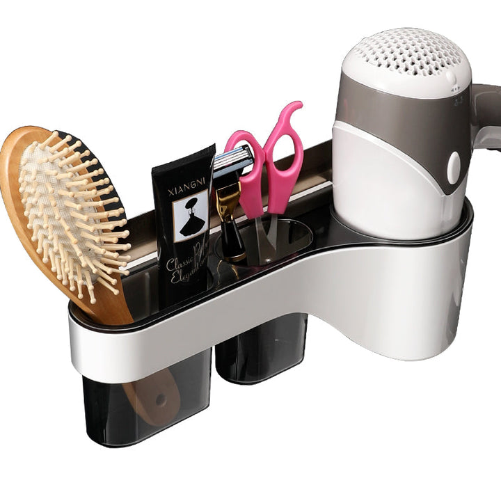 BowLift | Punch-Free Bathroom Hair Dryer Wall Shelf with Comb, Razor Racks, for Storing Toilet Bathroom Items