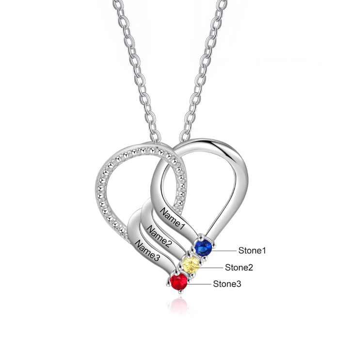 BowLift | Personalized Name & Birthstone Heart Striped Pendant Necklace