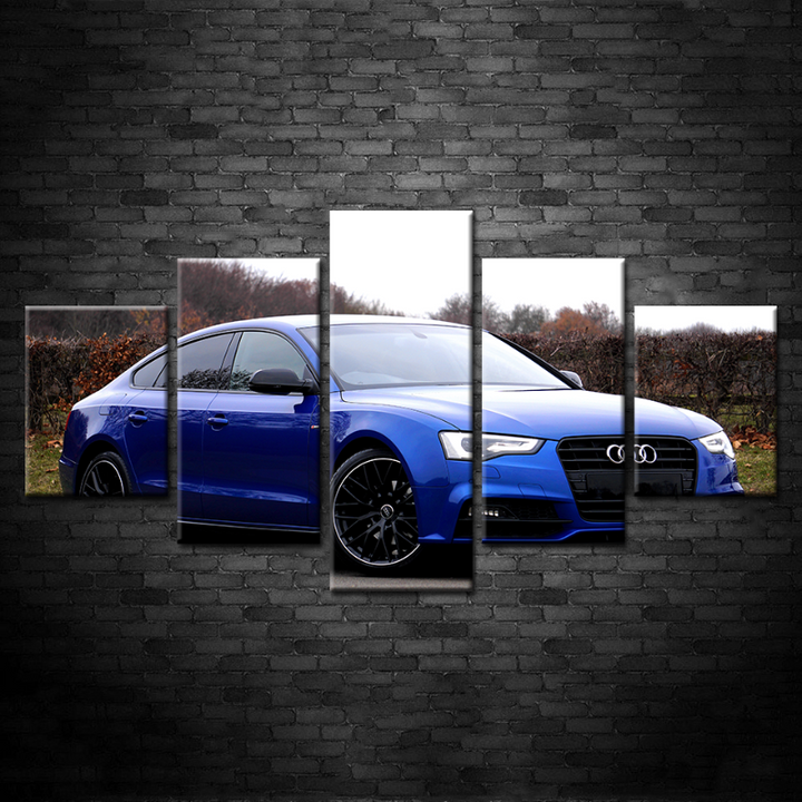 5 Piece Blue Classic Car - Canvas Wall Art Painting | Bowlift
