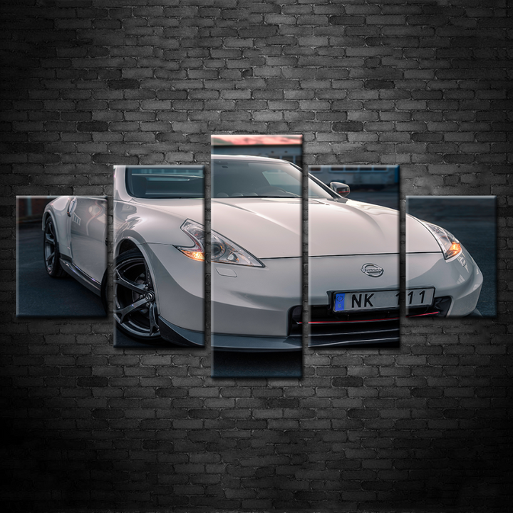 5 Piece White New Metallic Car - Canvas Wall Art Painting | Bowlift