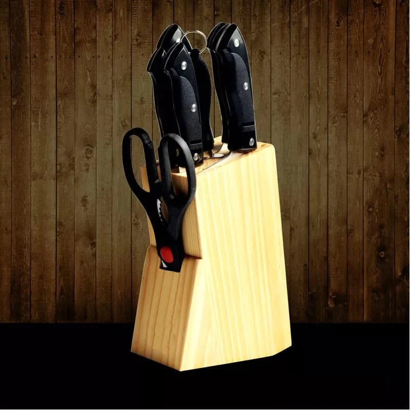 7 Pcs Knife Set With Wooden Stand Bowlift