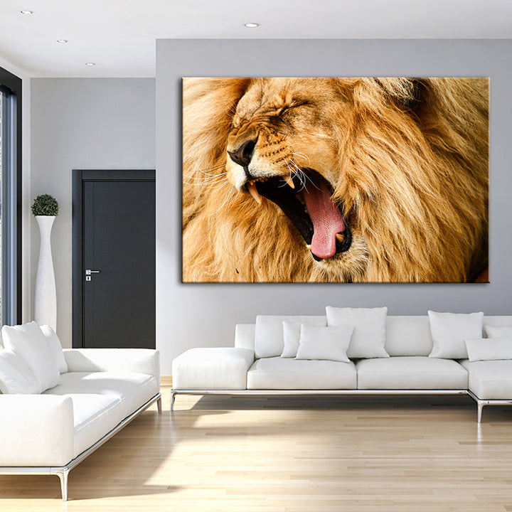 Enraged Lion's Roar - Canvas Wall Art Painting | Bowlift