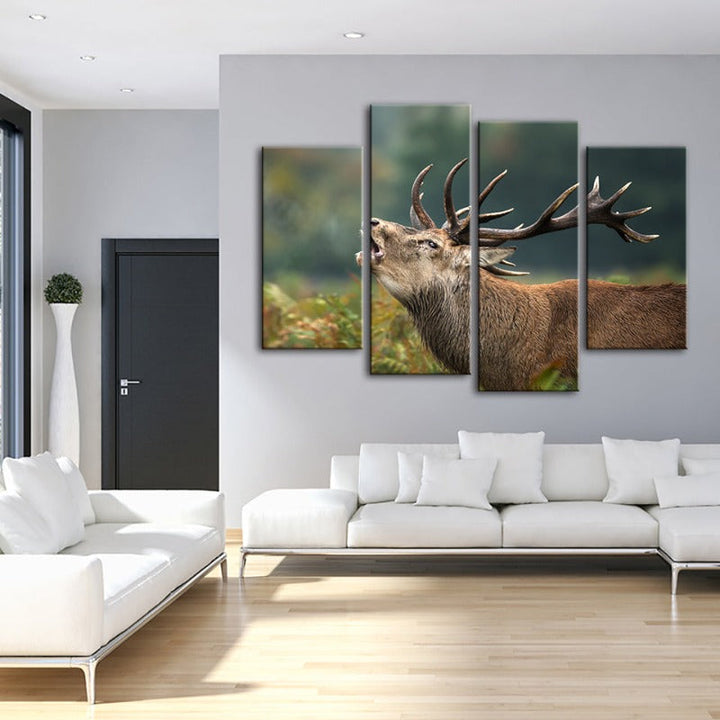 4 Piece Bleating Elk - Canvas Wall Art Painting | Bowlift