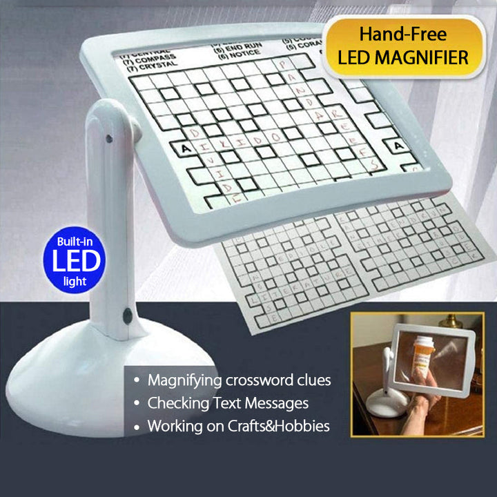 Hands-free desk magnifier with LED Bowlift