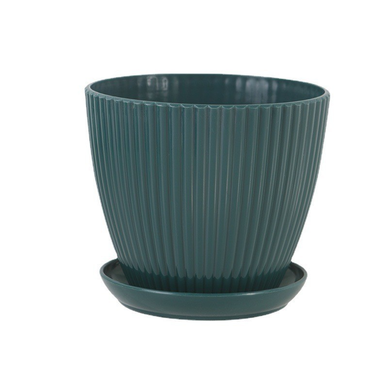 BowLift | Flower pot with groove structure and saucer – Sturdy plastic pot for plants