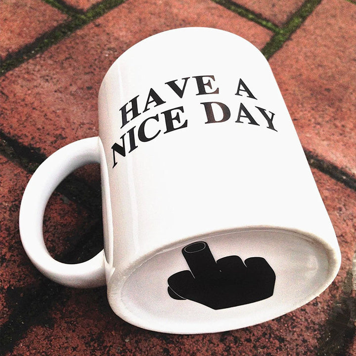 Have a Nice Day Coffee Mug Middle Finger Funny Cup Novelty Gift | Bowlift