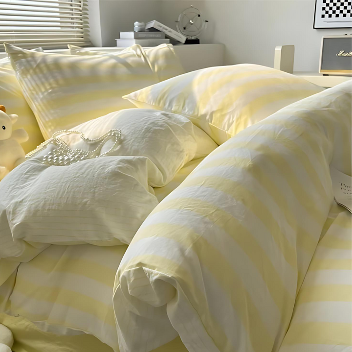 BowLift | Elenorra Classic Striped Bedding Set 4pcs Duvet Cover Sheet